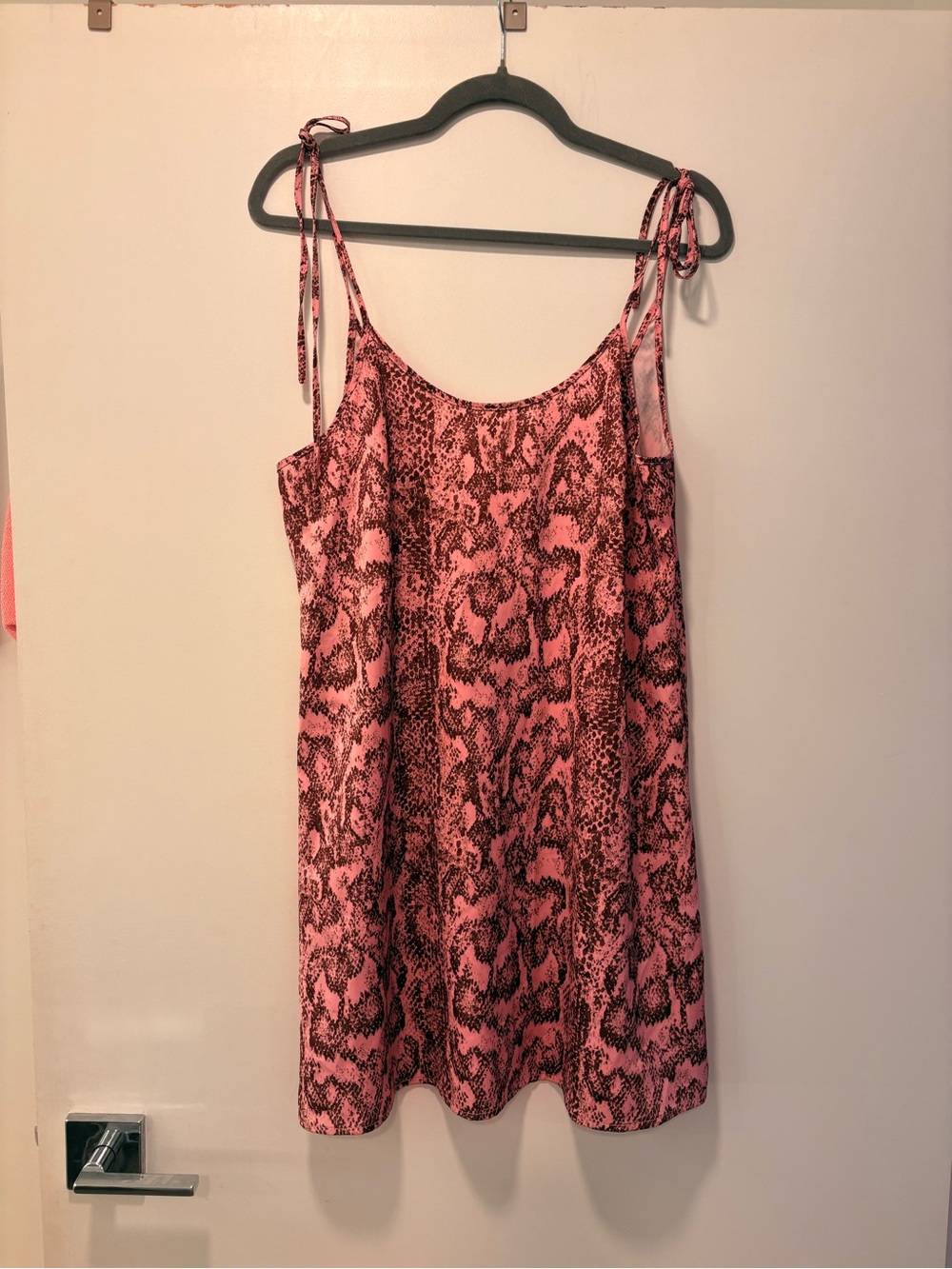Urban Outfitters Pink Snake Print Tie-Strap Mini Dress